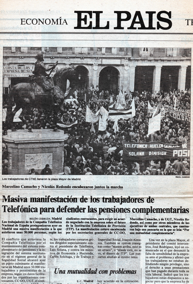 02 02 1986 El Pais Manifestacion en Telefonica   